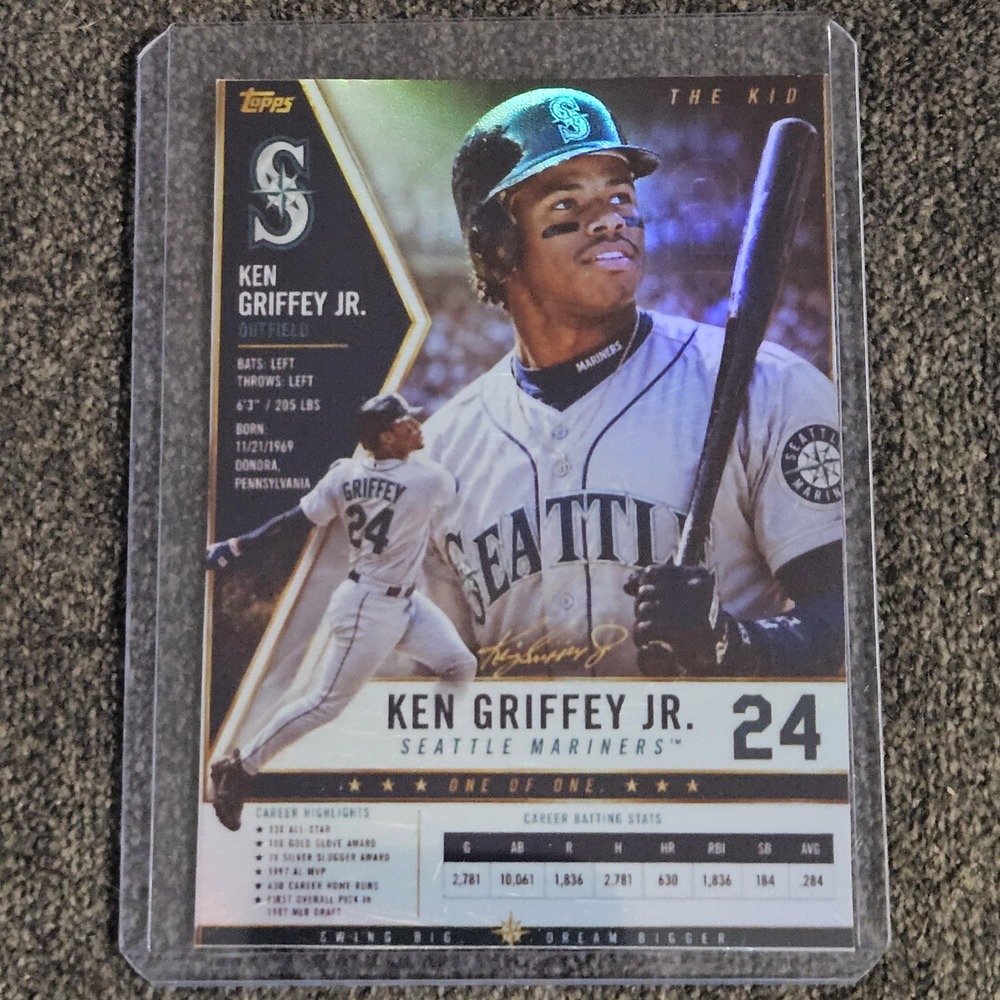 Ken Griffey Jr CUSTOM Fan-Art Made Baseball Card Seattle Mariners